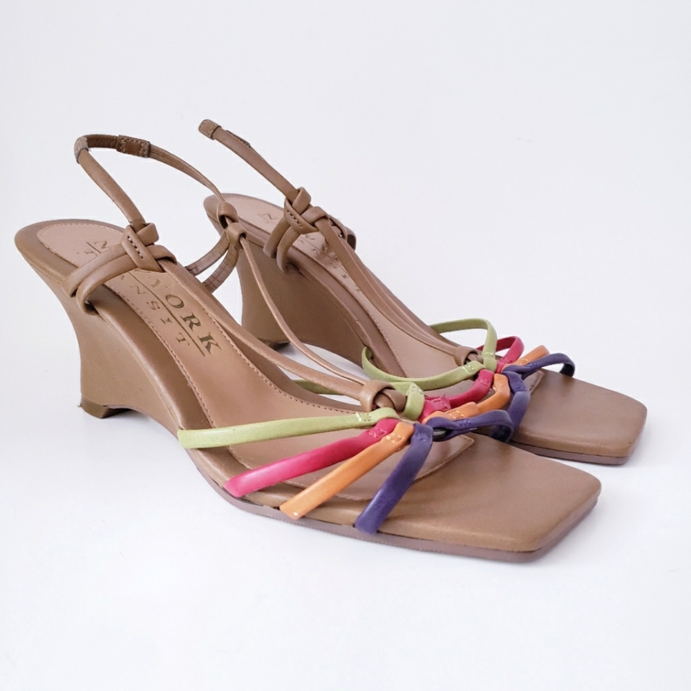 Vintage New York Transit Tan Wedge Sandals